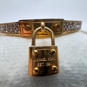 Michael Kors Brilliance Lock Pave Gold Bracelet with Sparkling Accents